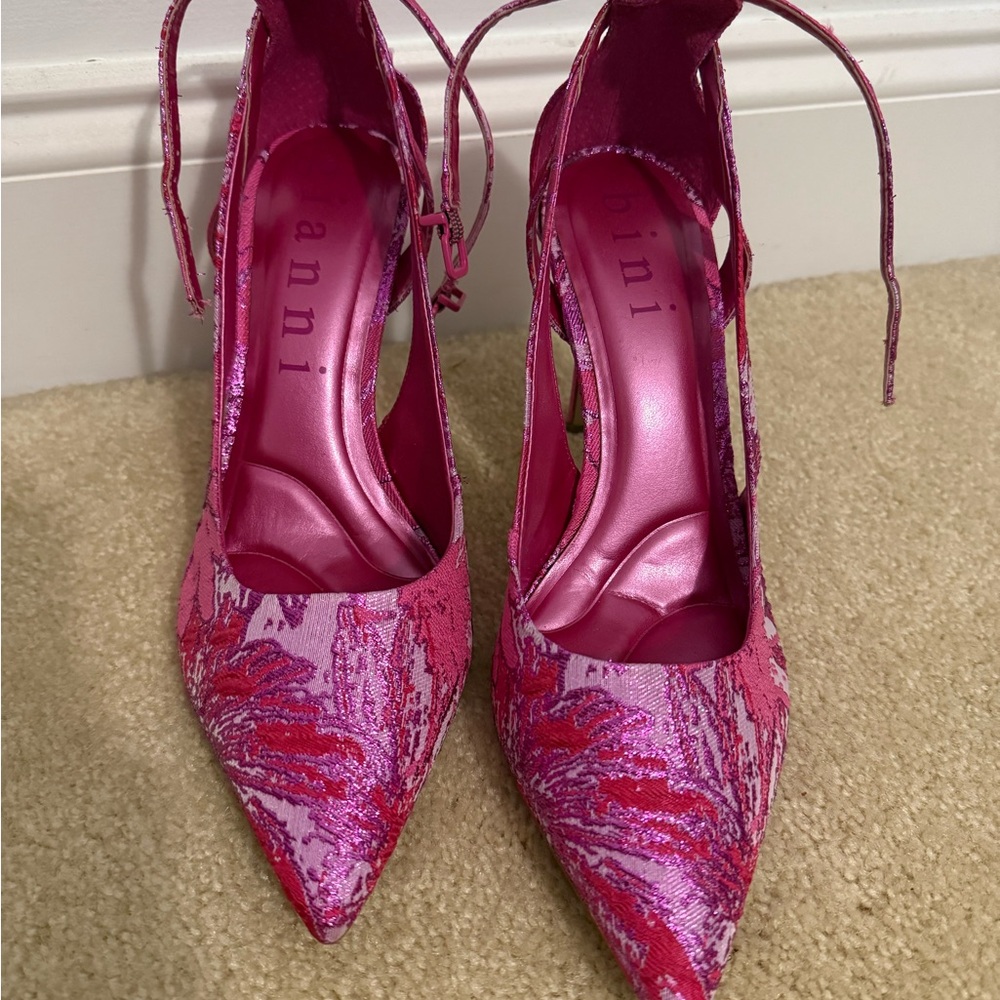 Women's Pink Lace-Up Heels